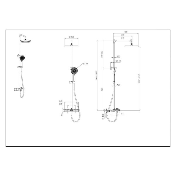 Система душевая Aquatek черный матовый (AQ2043MB)