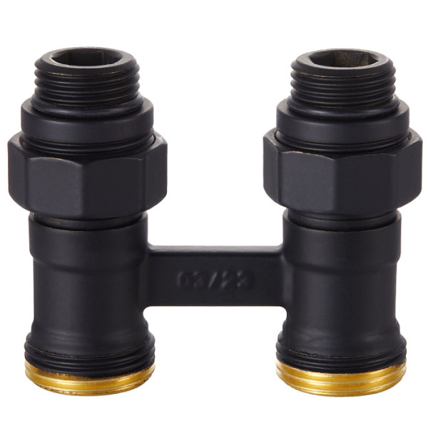 Фитинг двойной со встроенным шаровым краном Royal Thermo прямой 1/2"х3/4"EK (черный) (RANPP11234BL) Фитинг двойной со встроенным шаровым краном Royal Thermo прямой 1/2"х3/4"EK (черный) (RANPP11234BL)