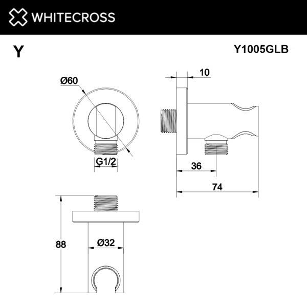 Подключение шланговое Whitecross Y с держателем брашированное золото (Y1005GLB)