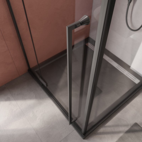 Душевой уголок Cezares Liner 90x90 стекло прозрачное, профиль черный (LINER-A-1-90-C-NERO-R)