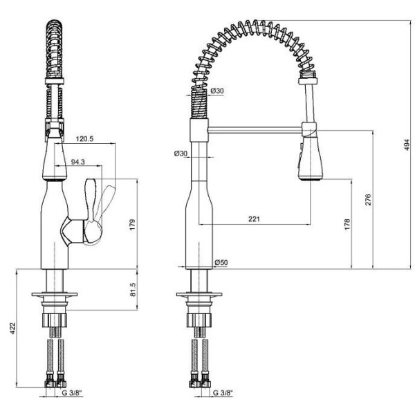 Смеситель для кухни E.C.A. Flux с выдвижным изливом хром (406218019EX)