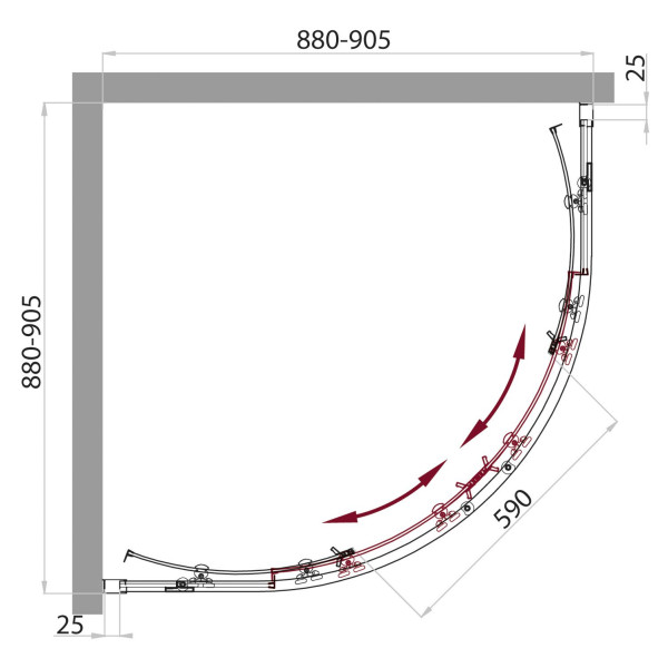 Душевой уголок BelBagno Sela 90x90x190 стекло матовое, профиль хром (SELA-R-2-90-P-Cr)