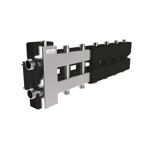 Коллектор балансировочный Gidruss BMSS-80-7DU.EPP (до 80 кВт, подкл. котла G 1 1/4", 3+3 контура G 1", боковой контур G 1 1/4", 4D-кронштейны K.UMS, E Коллектор балансировочный Gidruss BMSS-80-7DU.EPP (до 80 кВт, подкл. котла G 1 1/4", 3+3 контура G 1", боковой контур G 1 1/4", 4D-кронштейны K.UMS, E