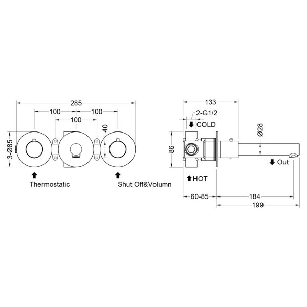 Смеситель для раковины Timo Saona встраиваемый черный матовый (2382/03SM)