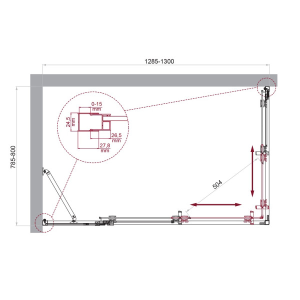 Душевой уголок BelBagno Luce 130x80x195 стекло прозрачное, профиль хром (LUCE-AH-21-130/80-C-Cr)