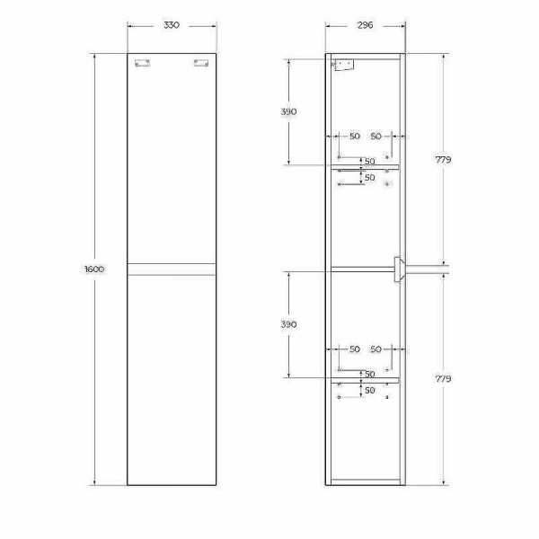 Пенал подвесной BelBagno Kraft 330x300x1600 Cemento Grigio/матовый (KRAFT-1600-2A-SC-CG-L)