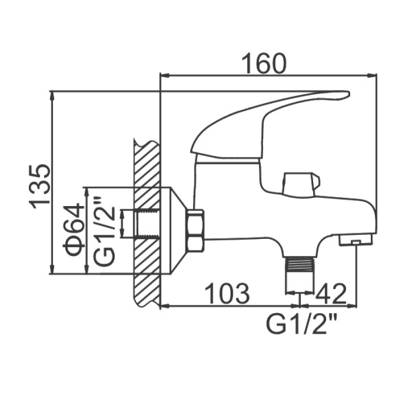 Смеситель для ванны и душа Ledeme с душевым гарнитуром (L3029-B)