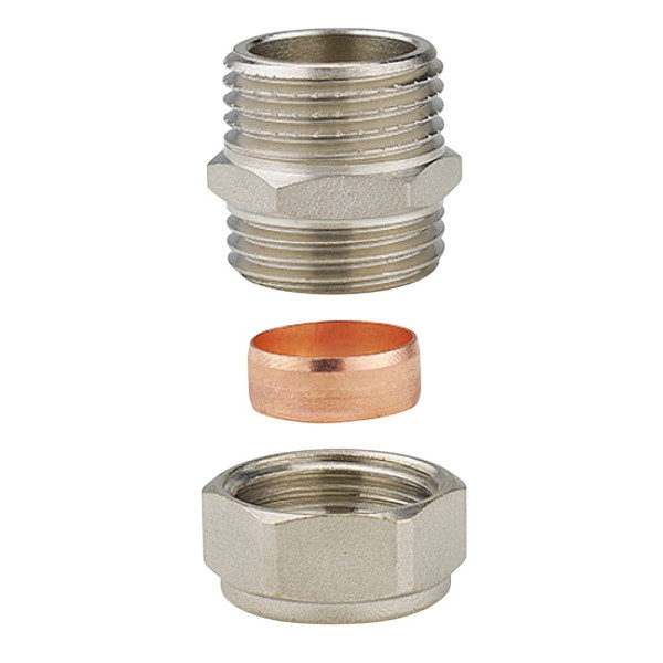Соединение прямое 15х1/2"Н Varmega (обжим, никель) (VM09301) Соединение прямое 15х1/2"Н Varmega (обжим, никель) (VM09301)