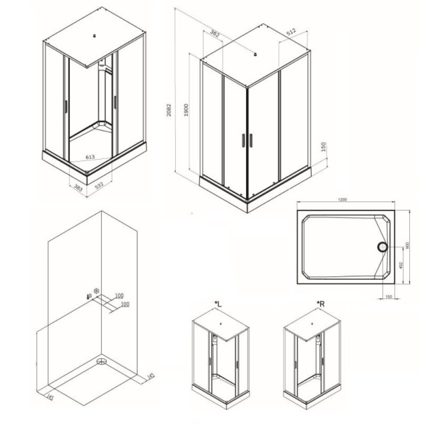 Душевая кабина AM.PM Gem 120x90 профиль матовый хром, стекло прозрачное (W90C-404-12090MT)