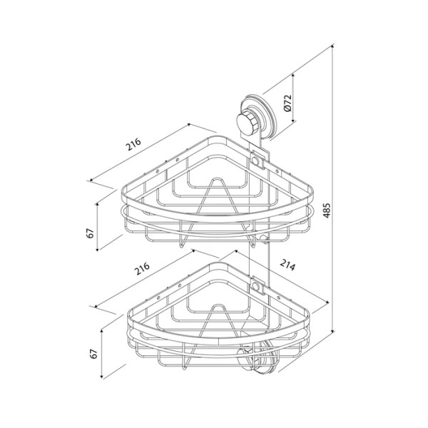 Полка двухъярусная угловая проволока стальная черный матовый Easy Milardo (EASCWS2M44)