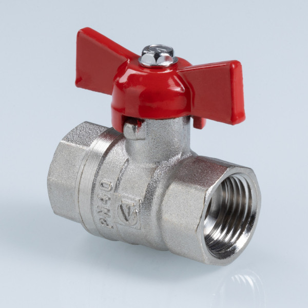 Кран 3/4" ВВ шаровый Valtec Стандарт никелированный (ГОСТ, красная бабочка) VT.122.N.05 Кран 3/4" ВВ шаровый Valtec Стандарт никелированный (ГОСТ, красная бабочка) VT.122.N.05