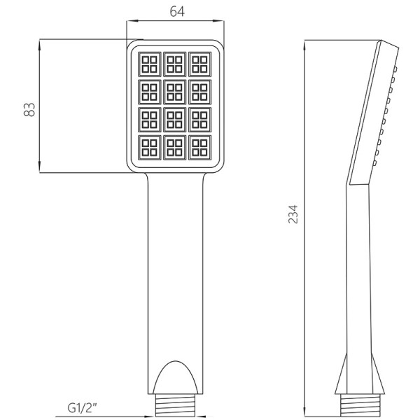 Душевая лейка Melodia 1 функция 75х55 L235 хром/серый (MKP20594)