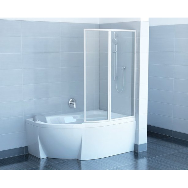 Душевая шторка на ванну Ravak Supernova VSK2 Rosa 160 160х150 полистирол rain, профиль белый L (76L9010041)