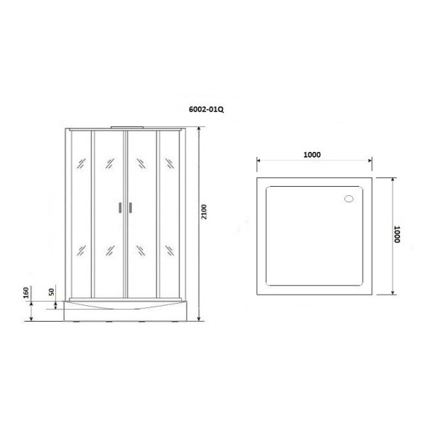 Душевая кабина Niagara Premium 1000*1000*2100 стекло прозрачное, профиль хром (NG-6002-01Q)