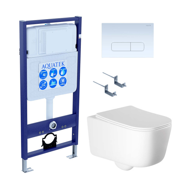 Комплект нсталляция c унитазом Aquatek Лугано-013 4в1 рама Standard INS-0000012+ крепеж KKI-0000002+клавиша KDI-0000013+унитаз Лугано AQ2002-00 с то