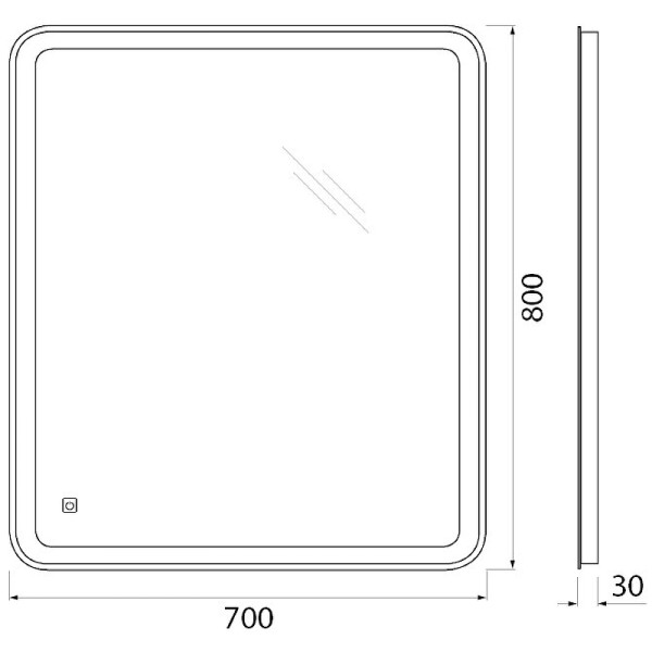 Зеркало с подсветкой BelBagno SPC-MAR 70x80 (SPC-MAR-700-800-LED-TCH)