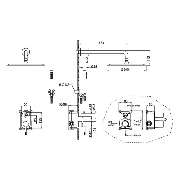 Душевая система Boheme Uno NB (никель) (464-NB) Душевая система Boheme Uno NB (никель) (464-NB)
