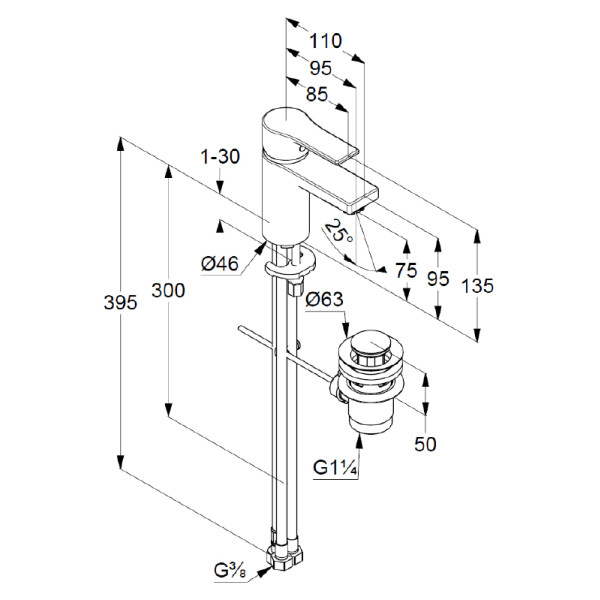 Смеситель для раковины Kludi Zenta SL хром, донный клапан (482770565) Смеситель для раковины Kludi Zenta SL хром, донный клапан (482770565)