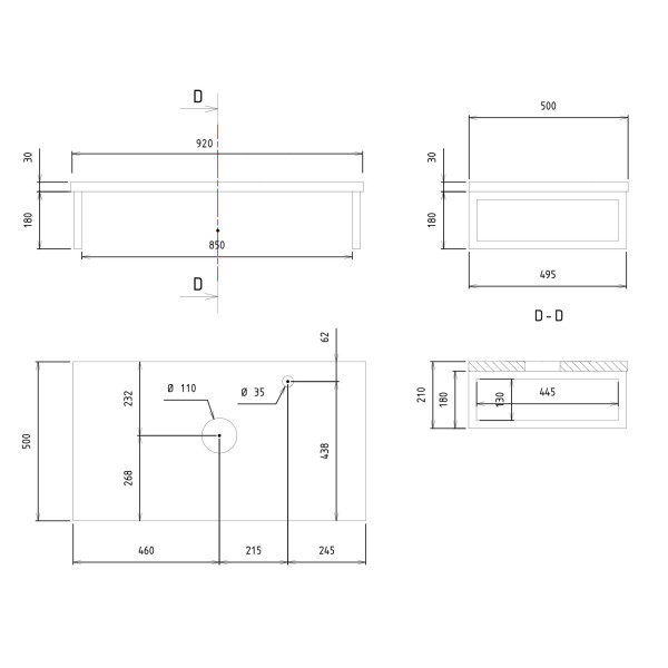 Консоль под раковину Orka Kestel 920x500x210 дуб (3001039)