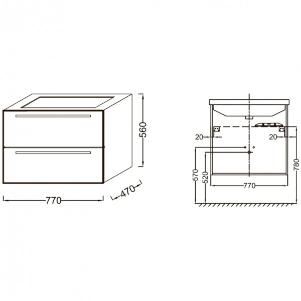 Тумба подвесная Jacob Delafon Struktura 77 белый глянец (EB1277-N18)