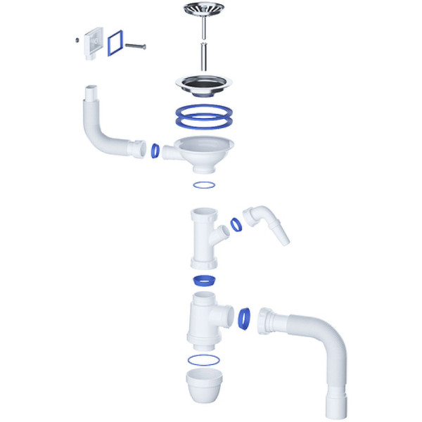 Сифон для мойки Iddis с выпуском 3 1/2" с переливом и отводом Kitchen Line (S11UPS0i84)
