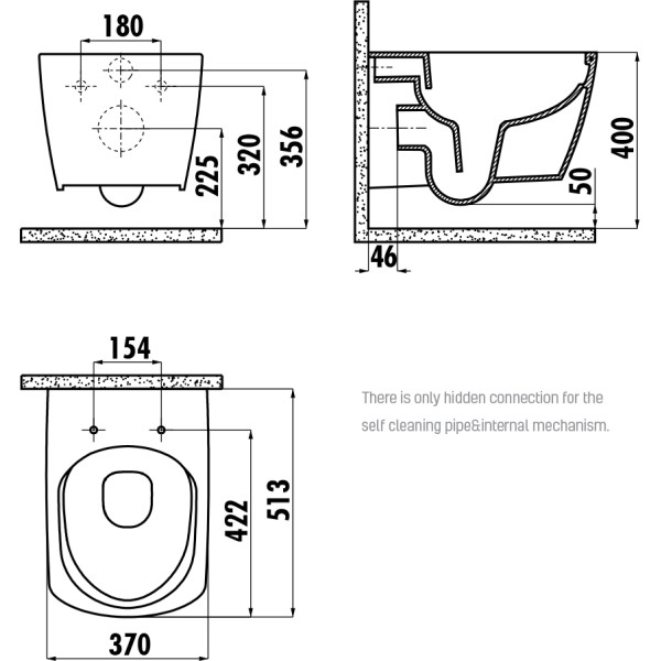 Унитаз подвесной с биде Creavit Elegant 37x51,3x35 белый (EG321-00CB00E-0000)