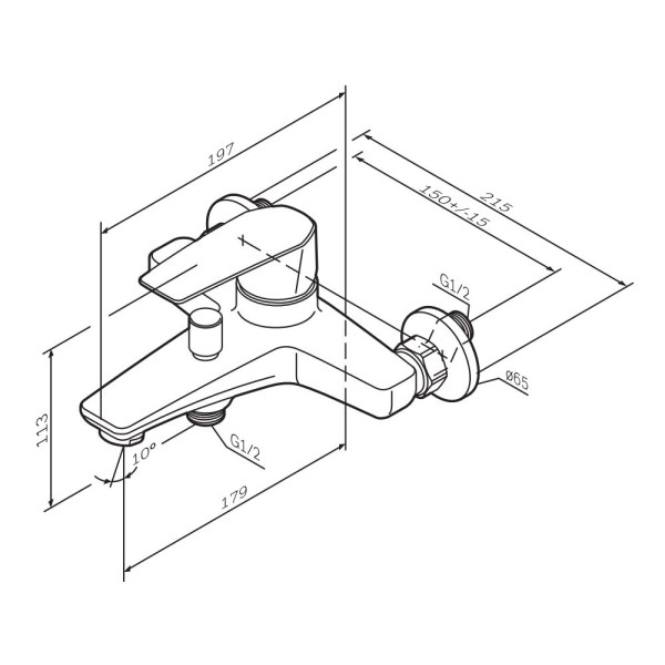 Смеситель для ванны и душа AM.PM Gem черный (F90A10022)