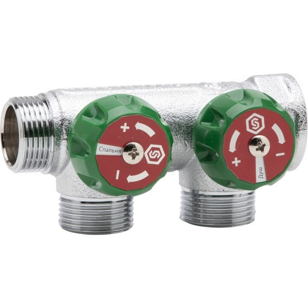 Коллектор 2 отвода регулируемый 3/4"x3/4"(18)EK Stout (хром) (SMB-6850-343402) Коллектор 2 отвода регулируемый 3/4"x3/4"(18)EK Stout (хром) (SMB-6850-343402)