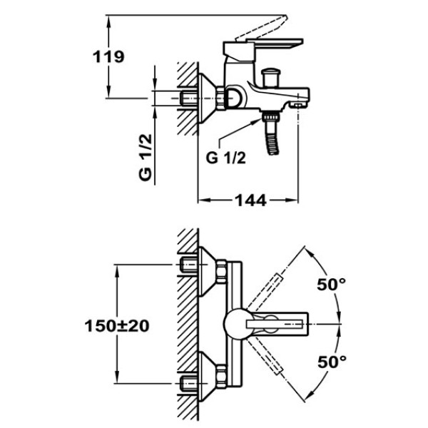 Смеситель для ванны и душа Mofem Rumba 202 (151-0038-10)