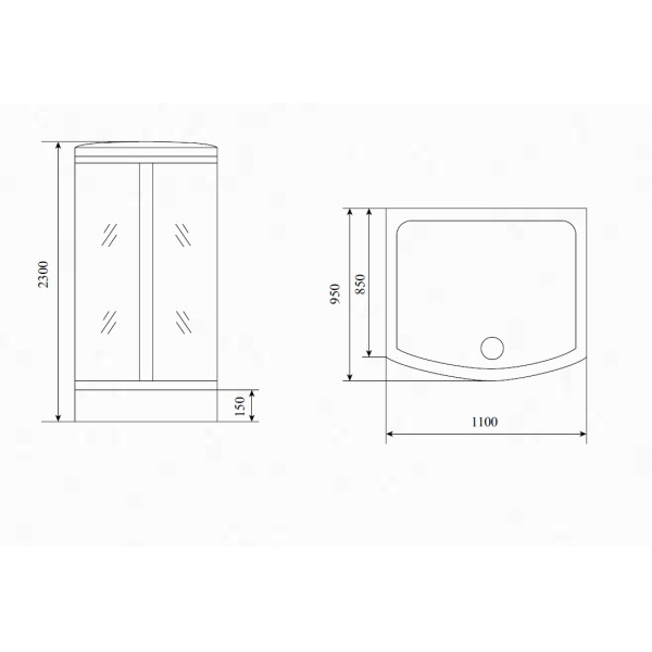 Кабина гидромассажная Timo Lux 1100*950*2300 низкий поддон (TL-1501) Кабина гидромассажная Timo Lux 1100*950*2300 низкий поддон (TL-1501)