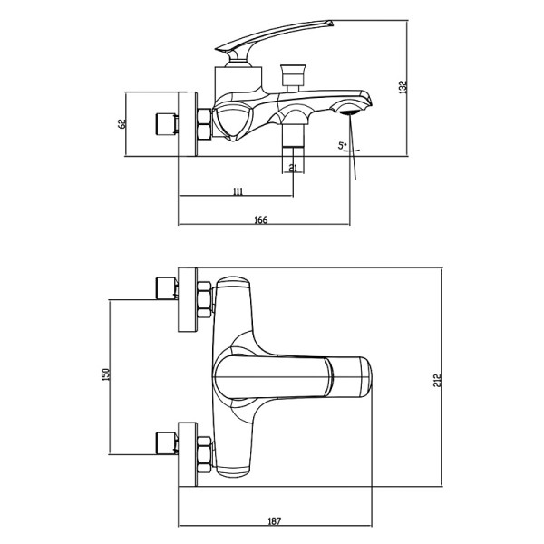 Смеситель для ванны и душа Azario Reuleaux с душевым комплектом хром (AZ-VWF238296C)
