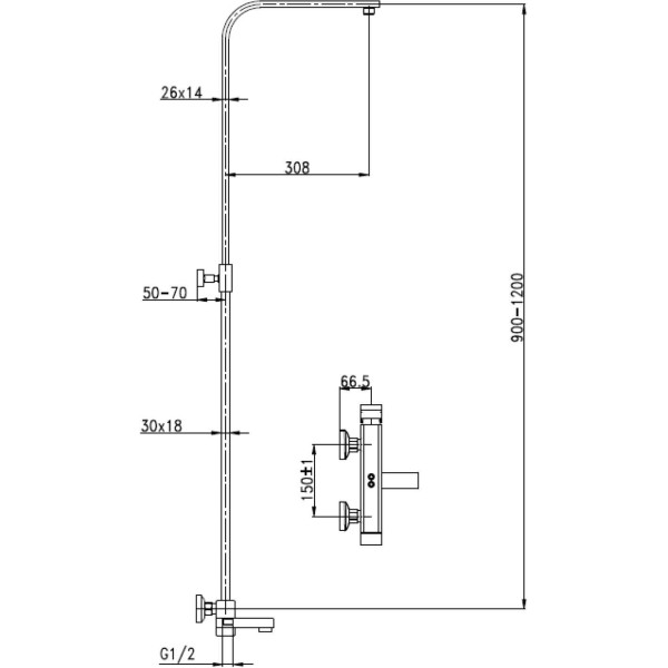 Система душевая Aquanet Gotic AF440-72-S-B (243327) черн.мат