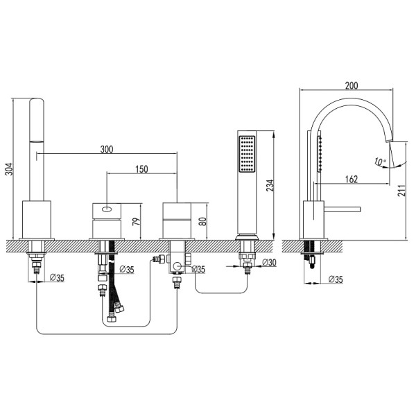 Смеситель на борт ванны Azario Delicate с душевым комплектом черный (AZ-QA28173PA-0307APA) Смеситель на борт ванны Azario Delicate с душевым комплектом черный (AZ-QA28173PA-0307APA)