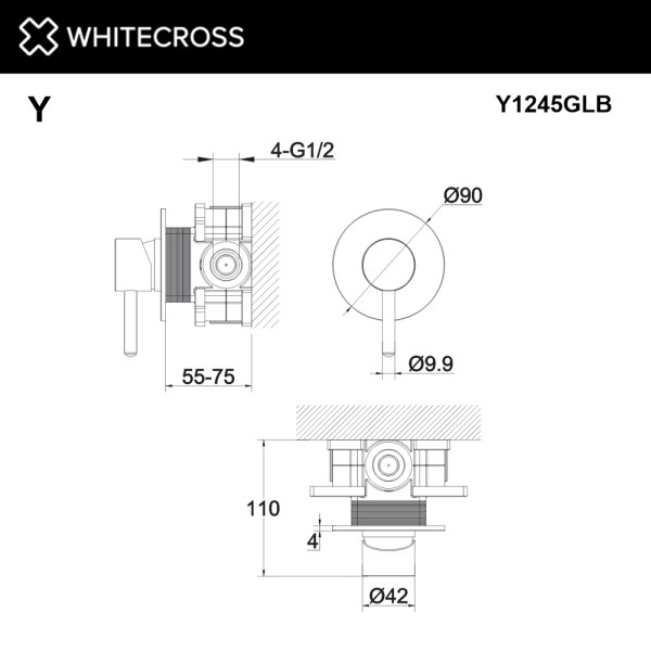 Смеситель для душа Whitecross Y брашированное золото (Y1245GLB)