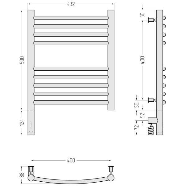 Полотенцесушитель электрический Сунержа Богема 3.0 выгнутая 500x400 провод слева матовый чёрный (31-5802-5040) Полотенцесушитель электрический Сунержа Богема 3.0 выгнутая 500x400 провод слева матовый чёрный (31-5802-5040)