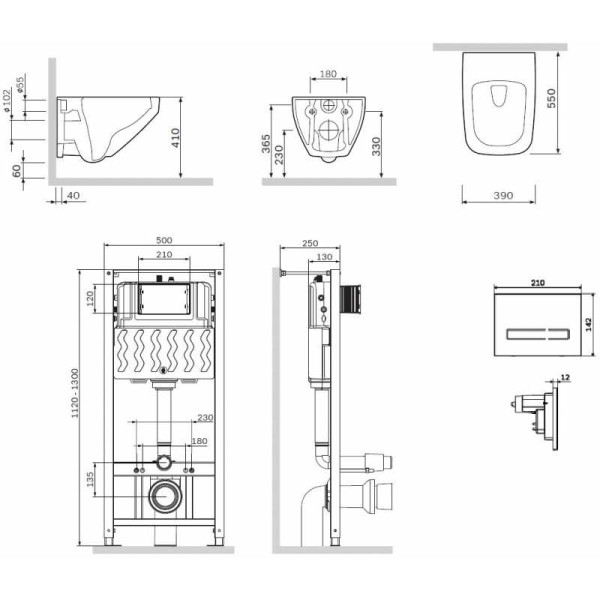 Комплект инсталляция с унитазом и клавишей AM.PM Inspire 2.0 (IS450A38.50A1700)