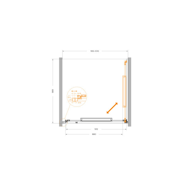Душевая дверь Cezares Lux 100x195 стекло прозрачное, профиль хром (LUX-B-FS-1-100-C-CR)