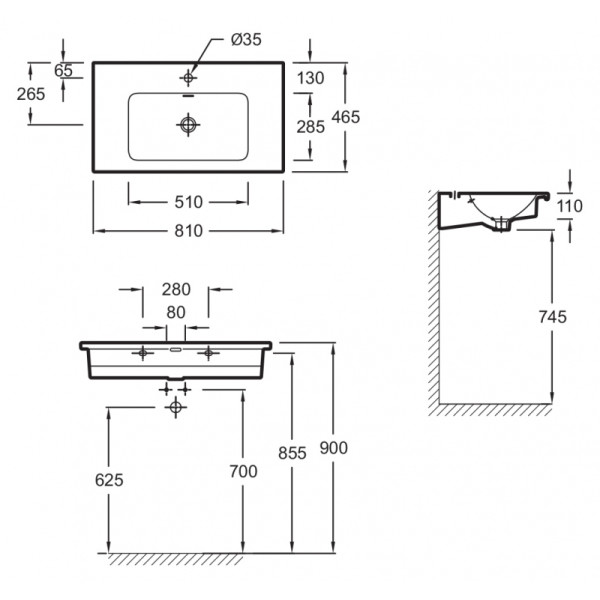Раковина встраиваемая Jacob Delafon 81x46,5 белая (EXAE112-00)