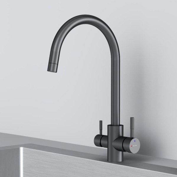 Смеситель для кухни AM.PM X-Joy S с С-изливом с каналом для питьевой воды черный (F85B07722)