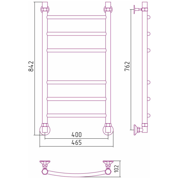 Полотенцесушитель водяной Стилье Аксиома-20 800х400 хром (00662-8040) Полотенцесушитель водяной Стилье Аксиома-20 800х400 хром (00662-8040)