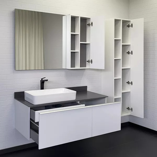 Тумба подвесная с раковиной Comforty Милан 1200x520x545 белый глянцевый/графит (00-00014697)