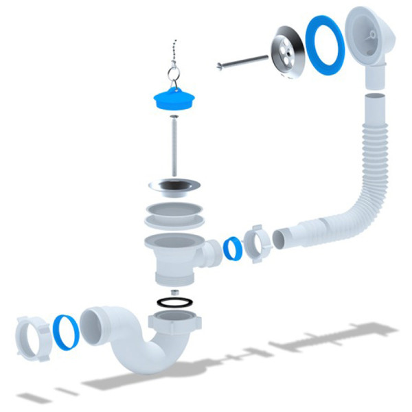 Сифон для ванны Cersanit Base универсальный с пробкой (64284)