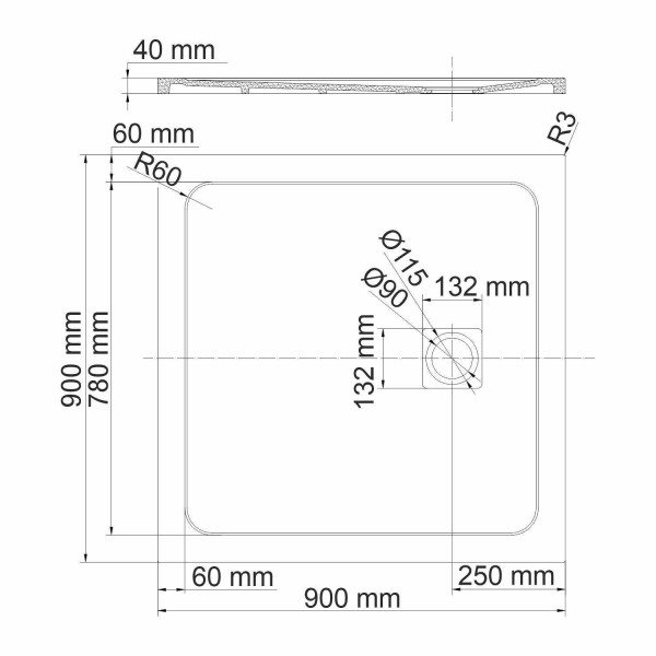 Душевой поддон Wasser Kraft Rhin 90x90 (9070210)