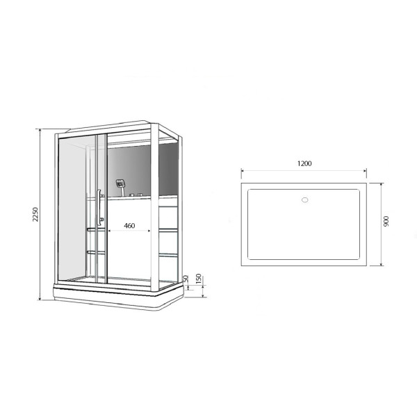 Душевая кабина с гидромассажем Grossman 120x90 стекло прозрачное, профиль белый (GR-127 L) Душевая кабина с гидромассажем Grossman 120x90 стекло прозрачное, профиль белый (GR-127 L)