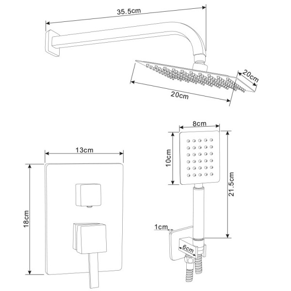 Душевая система Melodia Diletto Quadro черный (MSC00114Cbk)