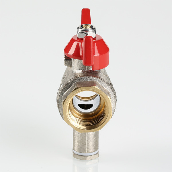 Кран 1/2" ВВ шаровый для подключения датчика температуры Valtec (красная бабочка) VT.247.N.04
