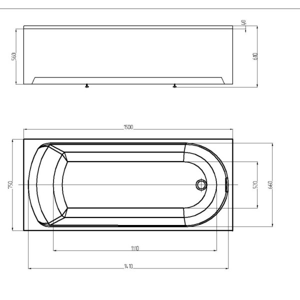 Ванна акриловая Azario Adelina 150x75 (CS00068642)