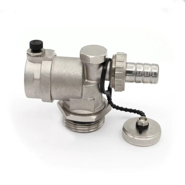 Тройник коллекторный в сборе 1" Vieir (тройник, воздухоотводчик, дренажный кран) (VR165)