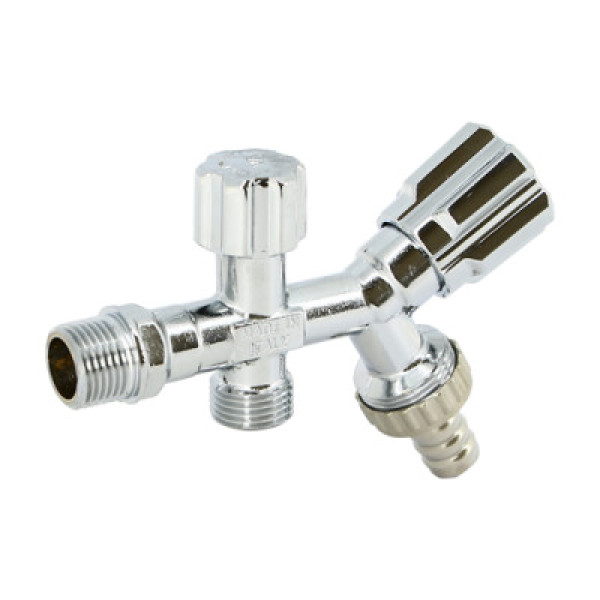 Кран двойной со штуцером 1/2"х1/2" НН вентильный Uni-Fitt (рукоятка пластик) 188A2901 Кран двойной со штуцером 1/2"х1/2" НН вентильный Uni-Fitt (рукоятка пластик) 188A2901