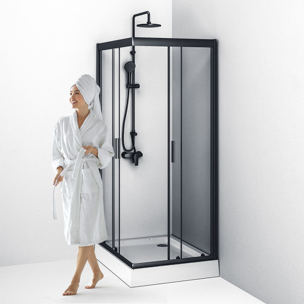 Душевой уголок AM.PM Gem S 80x100x200 стекло прозрачное, профиль черный матовый (W93G-404-100280-BT)